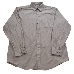 IZOD Mens Long Sleeve‎ Button Down Shirt Checkered Brown White Size LT